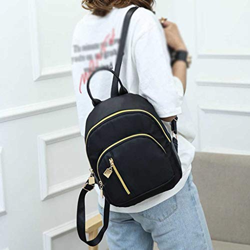 XIAOPENG Moda para Mujer Mochila De Color Sólido Bolso De Hombro Multifunción Mochila Informal Material De Oxford Decoración Ahuecada PC 1/Negro