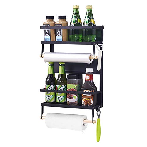 XIAPIA Estante Lateral Nevera,Multifuncional Estante del Refrigerador Estante Magnetico Nevera Estante de Cocina Magnético de Varias Capas de Gran Capacidad,Diseño Plegable para Ahorrar Espacio
