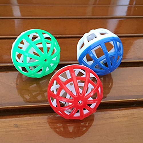 XINGRUI Juguete 10 UNIDS Mascota de Plástico Ahueca hacia Fuera Redondo Hamster Juega Pelotas Bola Colorida Caza Sonajero Juguetes con Campana Pequeña