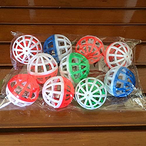 XINGRUI Juguete 10 UNIDS Mascota de Plástico Ahueca hacia Fuera Redondo Hamster Juega Pelotas Bola Colorida Caza Sonajero Juguetes con Campana Pequeña