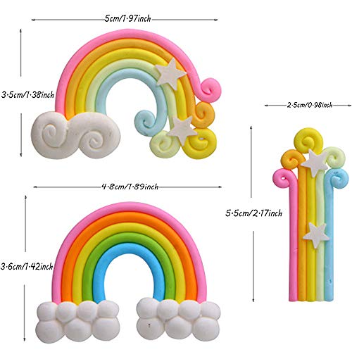 Xinlie Cloud Rainbow Cake Toppers Cake Decoration Decoración para Tarta Suministros del Arco Iris De La Torta De Boda Pastel De Cumpleaños De La Decoración For Kids Girls Birthday Shower Party(15 PCS)