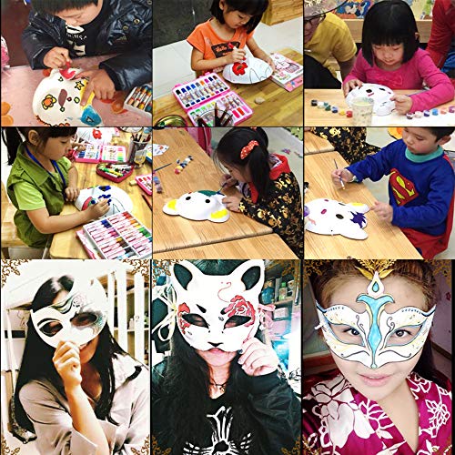 Xinlie Máscara Blanca sin Pintar, Máscaras de Bricolaje Máscaras de Fiesta con Forma de Bola enmascarada Máscaras anónimas para Pintar niños para el Carnaval de Halloween Máscara diseño (10 Piezas)
