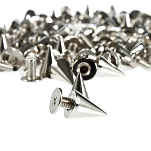 Xinlie Tachuelas con pinchos plateado Cono picos Screwback remaches tachuelas Metal Bullet Stud Spike Punk Cinturón Bolsa Leathercraft Clothes Cone Rivet Cone Spikes Screwback Studs7 × 10mm(100Pieces)