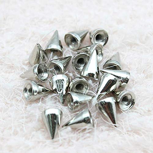 Xinlie Tachuelas con pinchos plateado Cono picos Screwback remaches tachuelas Metal Bullet Stud Spike Punk Cinturón Bolsa Leathercraft Clothes Cone Rivet Cone Spikes Screwback Studs7 × 10mm(100Pieces)