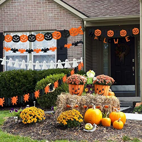 Xinmeng Halloween Banner, 5Pcs Banners Decoraciones de Halloween, Calabaza, Fantasma, Murciélago, Araña, Calavera Halloween de Papel Banner, para Halloween Bar Suministros De Decoración del Hogar