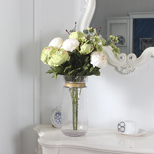 XIUER Flores artificiales, peonías, ramo, decoración para bodas