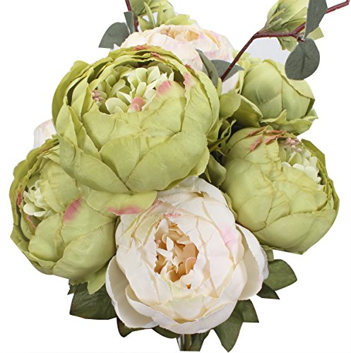 XIUER Flores artificiales, peonías, ramo, decoración para bodas