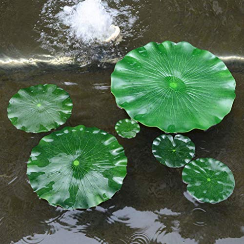XiYou Hojas Falsas Durable Realista Decorativo Simulativo Hoja de Loto Adorno de lenteja de Agua Decoración para pecera Estanque Acuarios 10 Piezas