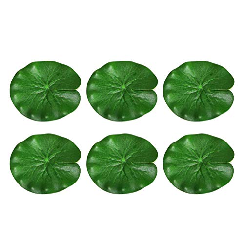 XiYou Hojas Falsas Durable Realista Decorativo Simulativo Hoja de Loto Adorno de lenteja de Agua Decoración para pecera Estanque Acuarios 10 Piezas