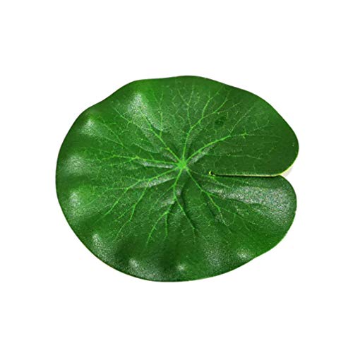 XiYou Hojas Falsas Durable Realista Decorativo Simulativo Hoja de Loto Adorno de lenteja de Agua Decoración para pecera Estanque Acuarios 10 Piezas