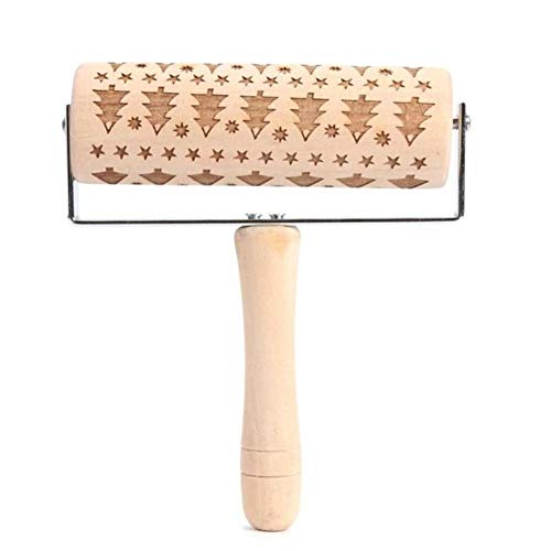 XMYNB Rodillos de amasar Rodillo De Madera para Hornear Masa para Galletas Rodando Láser Pin Decoración Rodillo Grabado Utensilio De Cocina De Bricolaje,Vs