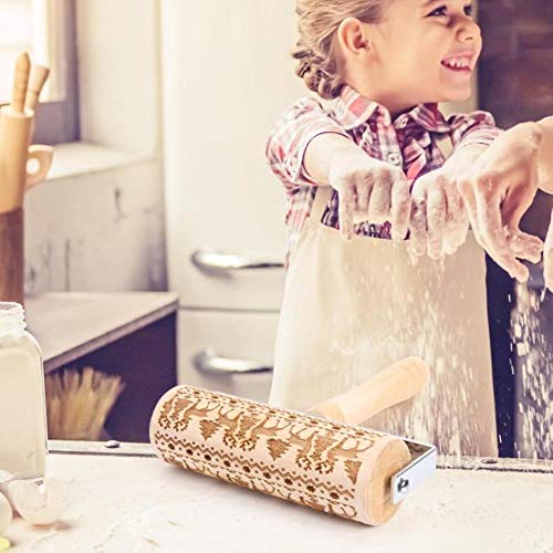 XMYNB Rodillos de amasar Rodillo De Madera para Hornear Masa para Galletas Rodando Láser Pin Decoración Rodillo Grabado Utensilio De Cocina De Bricolaje,Vs