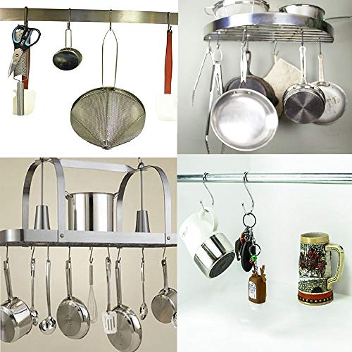 Xstar Hook Gancho en forma de S Cocina S Gancho Acero inoxidable Metal Colgador Gancho Pan Colgador Metal S Gancho para almacenamiento de cocina (10S Hook)