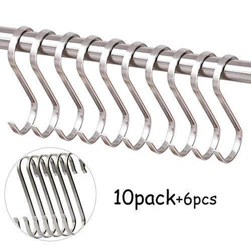 Xstar Hook Gancho en forma de S Cocina S Gancho Acero inoxidable Metal Colgador Gancho Pan Colgador Metal S Gancho para almacenamiento de cocina (10S Hook)