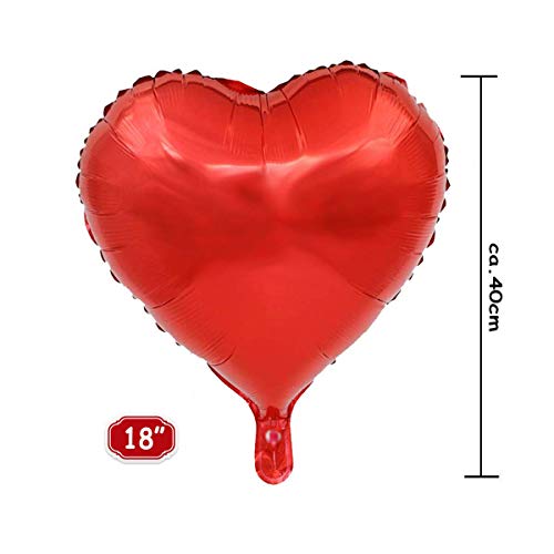 XUNKE 25 Globos de Papel de Aluminio,Globos en Forma de Corazón para la Decoración del Partido Propuesta de Matrimonio Boda Aniversario Cumpleaños Decoración de Helio | Regalo (Rojo)