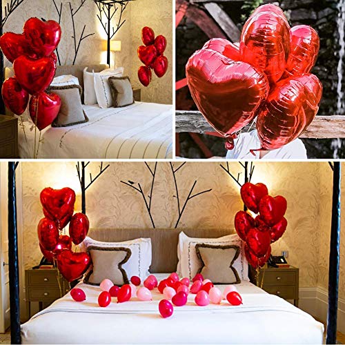 XUNKE 25 Globos de Papel de Aluminio,Globos en Forma de Corazón para la Decoración del Partido Propuesta de Matrimonio Boda Aniversario Cumpleaños Decoración de Helio | Regalo (Rojo)