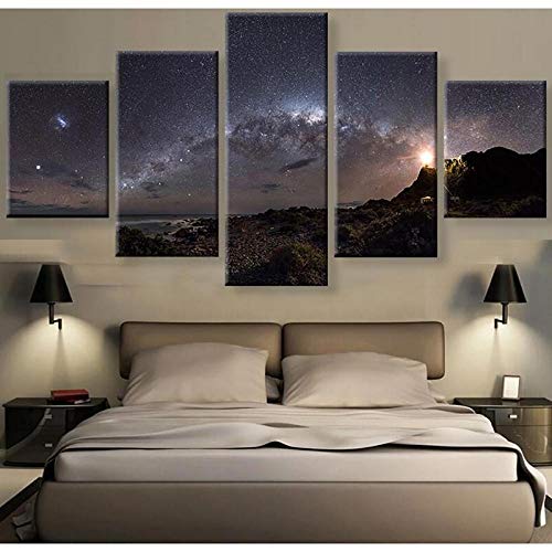 XXXCH Cuadro Moderno En Lienzo 5 Piezas - Estrellas De La Vía Láctea Cuadro De Pintura Póster De Arte Moderno Oficina Sala De Estar O Dormitorio Decoración del Hogar Arte De Pared 150X100CM