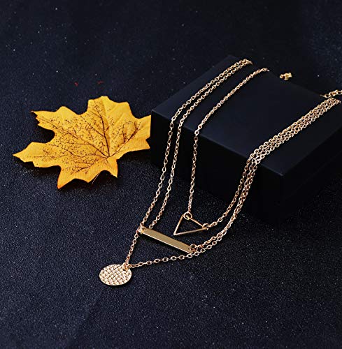 YADOCA 10 Piezas Collar de Múltiples Capas para Mujeres Niñas Corazón Hoja Estrella Luna Perlas de Turquesa Collar Colgante Vintage Gargantilla Cadena Clavícula