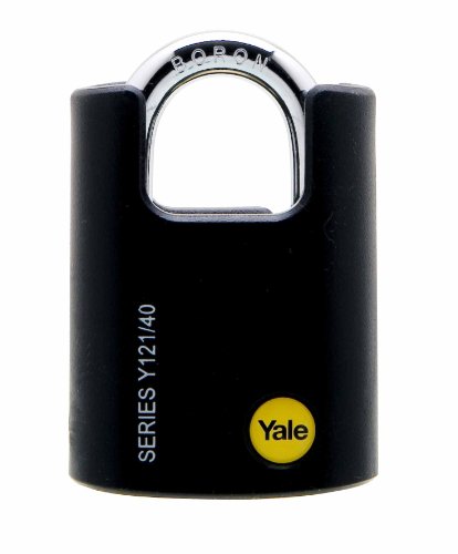 Yale Y121/40/125/1 - Candado exterior de seguridad de 40 mm, asa protegida, 3 llaves, para cadena, puerta, taller o caja de herramientas