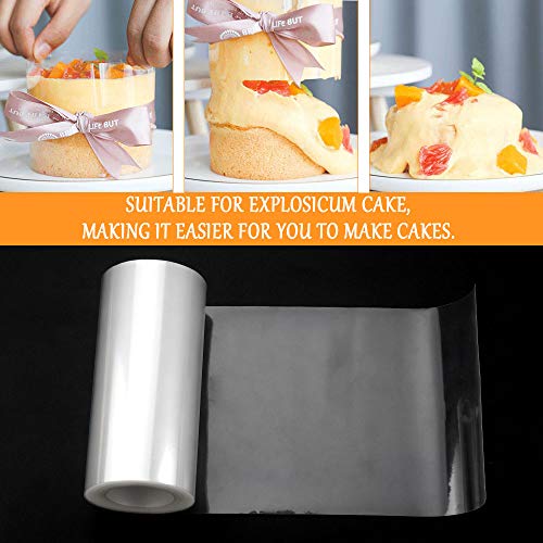 Yangfei 3 Rollos Acetato Transparente Pastel Collar para Pasteles Papel de Acetato Reposteria, Cuello para Tartas Tiras de Tartas para Decoración de Repostería Pasteleria Pastel Mousse (8cm,10cm)
