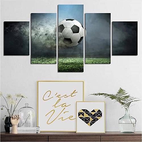 YANGSHUANG Arte de la Pared Pintura de la Lona 5 Unidades HD Imprimir fútbol Campo Deporte Carteles Lienzo Modular Arte decoración del hogar Pintura de la Lona