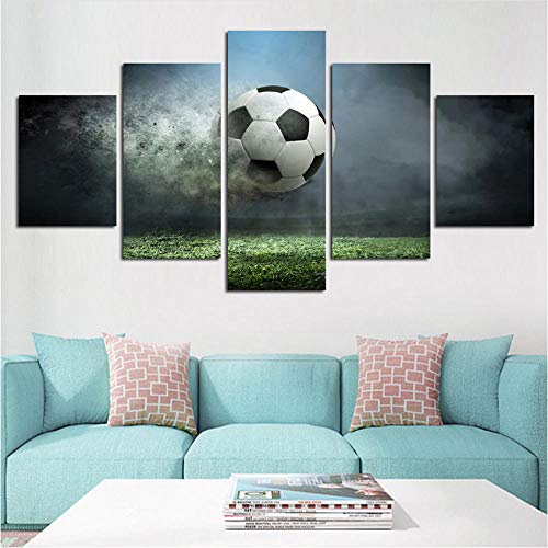 YANGSHUANG Arte de la Pared Pintura de la Lona 5 Unidades HD Imprimir fútbol Campo Deporte Carteles Lienzo Modular Arte decoración del hogar Pintura de la Lona