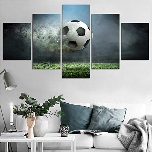 YANGSHUANG Arte de la Pared Pintura de la Lona 5 Unidades HD Imprimir fútbol Campo Deporte Carteles Lienzo Modular Arte decoración del hogar Pintura de la Lona