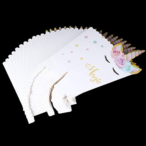 YANGTE 24 Piezas de Palomitas de maíz Caja de bocadillos Arco Iris patrón Unicornio Caja de meriendas Palomitas de maíz Baby Shower Fiesta de cumpleaños Suministros