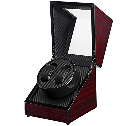 Yangxuelian Cajas de Reloj Motor eléctrico Caja de ébano Pintura por Dentro Fibra de Carbono eléctrico de la coctelera de Cuerda automática Cajas de Reloj año Black, Size : S