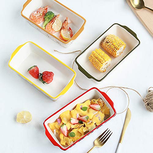 Yangxuelian Fuente Horno Ceramica Mango 2pcs Estadounidense Creativo Doble Placa Bandeja de Horno de cerámica del hogar Rectangular arroz cocido al Horno para lasañas, Pasteles, Tapas y más