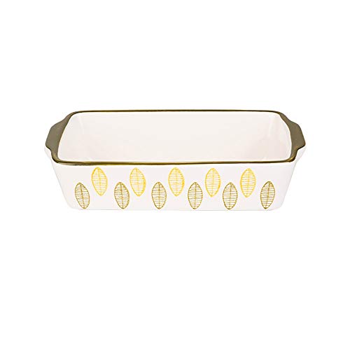Yangxuelian Fuente Horno Ceramica Mango 2pcs Estadounidense Creativo Doble Placa Bandeja de Horno de cerámica del hogar Rectangular arroz cocido al Horno para lasañas, Pasteles, Tapas y más