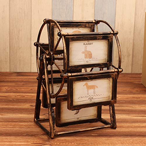 YAOUFBZ Marco De Fotos Noria,Álbum De Fotos,Fotos De 5 Pulgadas,Fotos De Boda,Regalos Navideños,Regalos Creativos para Niños,Personalidad Retro,Bronce