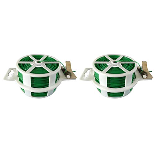 Yardwe 2UNIDS 100M Lazos de torcedura para jardinería Lazo de plástico de jardín para Planta,Lazo de la Planta de jardín con Cortador(Verde y Negro)