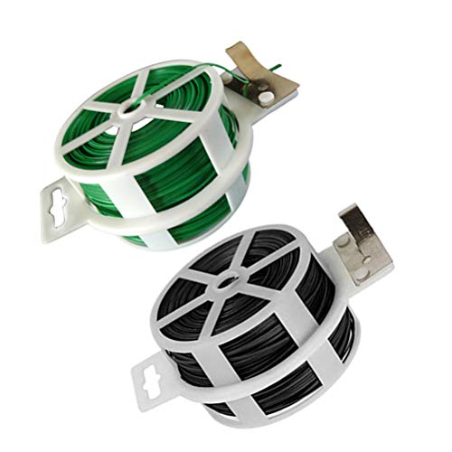 Yardwe 2UNIDS 100M Lazos de torcedura para jardinería Lazo de plástico de jardín para Planta,Lazo de la Planta de jardín con Cortador(Verde y Negro)