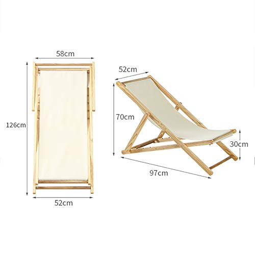 YB&GQ Al Aire Libre Patio Silla Reclinable,Ajustable Plegable Silla De Playa,Piscina De Madera Tumbona,portátil Lona Silla Perezosa Jardín Césped Sauna Mueble Amarillo 126x58cm(50x23inch)
