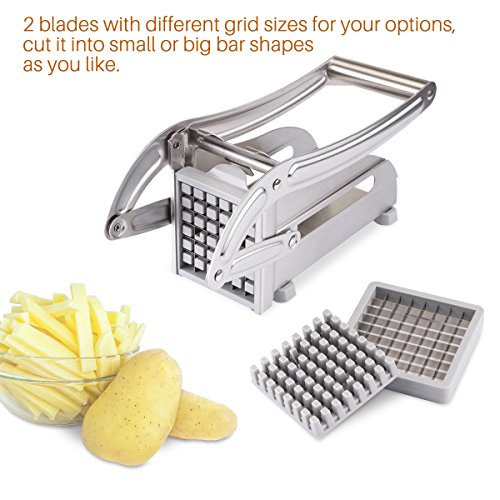 YChoice365 Acero Inoxidable Papas Fritas Cortador De Patatas Rebanador Chipper Cocina Artesanía Verduras Papas Fritas Chips De Papas Fritas con 2 cuchillas para verduras