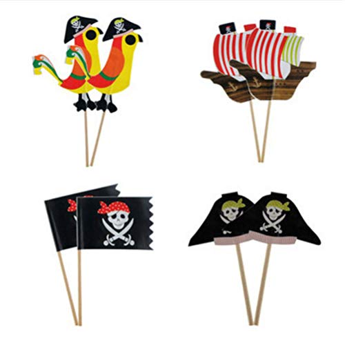 Yeahibaby Primeros de la Magdalena del Pastel del Tema del Pirata - Decoraciones de la Torta de cumpleaños, 40pcs