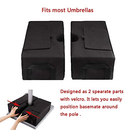 YELAIYEHAO Grado Industrial Heavy Duty Bolsa de Pesos con Doble Costura, Pierna Pesos para Pop Up Carpa Peso Bolsas de Arena Bolsa de pies 2pcs-Pack， Color Negro. (Umbrella Base, Black)