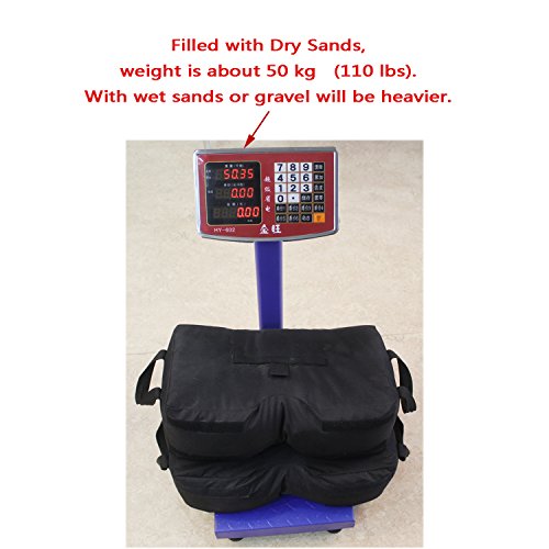 YELAIYEHAO Grado Industrial Heavy Duty Bolsa de Pesos con Doble Costura, Pierna Pesos para Pop Up Carpa Peso Bolsas de Arena Bolsa de pies 2pcs-Pack， Color Negro. (Umbrella Base, Black)