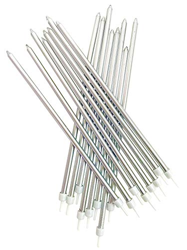 YFOX 24 velas de cumpleaños para decorar pasteles y fiestas de cumpleaños,bodas,fiestas de jubilación(Plata)