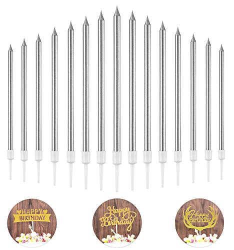 YFOX 24 velas de cumpleaños para decorar pasteles y fiestas de cumpleaños,bodas,fiestas de jubilación(Plata)