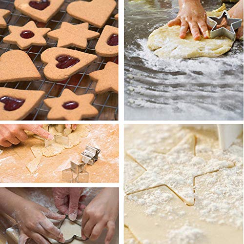 YGSAT 24pcs Mini Cortador de Galletas Set de Cortadores de Formas Geométricas de Acero Inoxidable Para Galletas, Mousse de Decoración de Pasteles de Bricolaje, Donas, Fondant