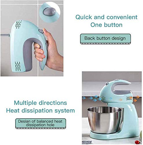 YHX Batidora De Pie 3 En 1, Batidora De Cocina con Cabezal Inclinable De 660 W Y 5 Velocidades con Cuenco De Acero Inoxidable De 3 L, Batidora De Gancho para Masa, Batidoras De Pie Multifunción
