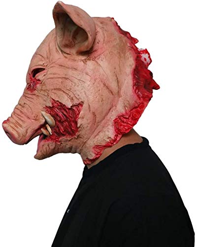 YI-LIGHT Halloween de Miedo Cerdo Animales Cabeza de Cerdo de látex máscara de la máscara de Halloween Traje de Cerdo Sierra Miedo máscara de la Cabeza Llena puntales Mal Miedo Animales