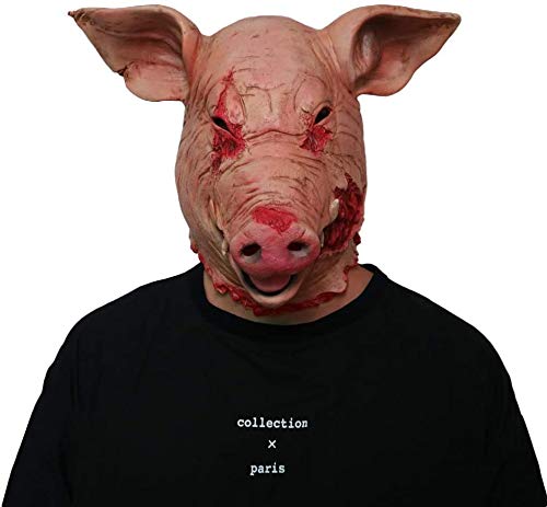 YI-LIGHT Halloween de Miedo Cerdo Animales Cabeza de Cerdo de látex máscara de la máscara de Halloween Traje de Cerdo Sierra Miedo máscara de la Cabeza Llena puntales Mal Miedo Animales