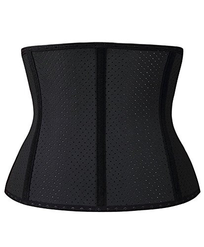YIANNA Mujer Fajas Reductoras Adelgazantes Torso Corto Waist Trainer Corset Reductor Cinturilla Moldeadora Latex Respirable Negro, 110266 Size XS