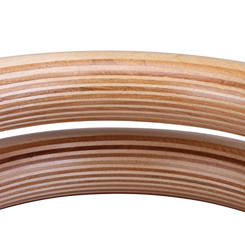 Yimidear Anillos de Gimnasia, Madera Anillos Olímpicos con Correas de Hebilla Anillos de Gimnasio para Entrenamiento de Fuerza, Crossfit, Dominadas y Dips(28MM)
