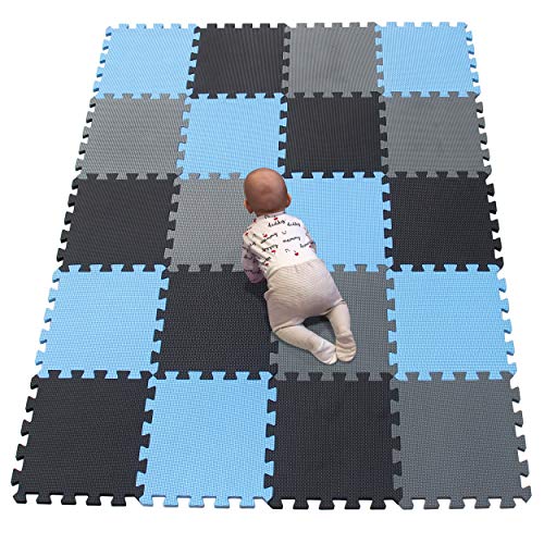 YIMINYUER Esterilla Puzzle de Fitness 30x30x1cm Suelo de Gimnasio de Goma Espuma EVA Negro Azul Gris R04R07R12G301020