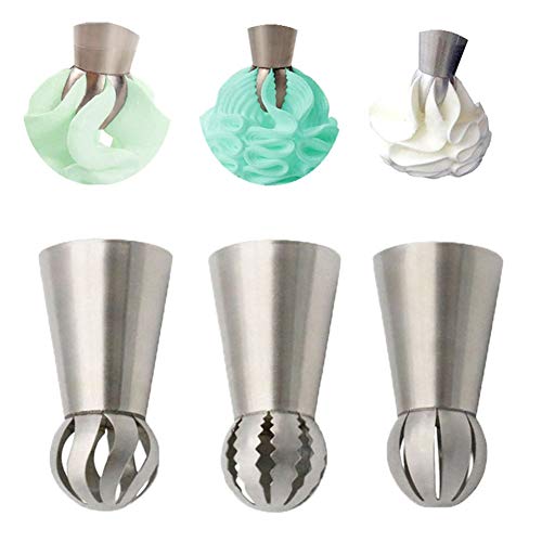 Yisily 3pcs Flor Rusa formación de Hielo Tubería Boquillas Bola de Bricolaje Hornear el Pastel de decoración Suministros Kits de Postre Magdalenas