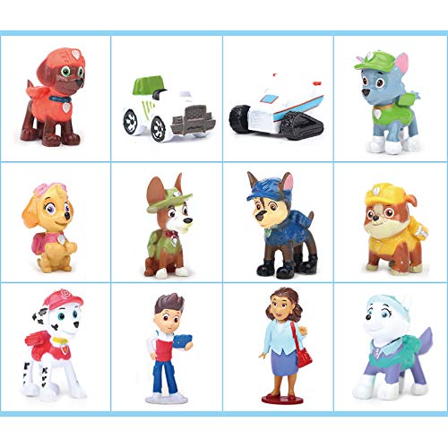 Yisscen Paw Dog Patrol Cake Topper, Mini Juego de Figuras, 12 piezas Cupcake Topper, Suministros de decoración de tartas, Juego de tartas de fiesta, utilizado para decoraciones de tartas de cumpleaños